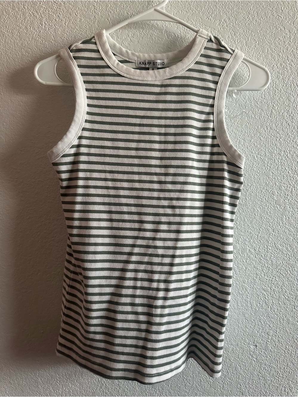 Knapp Studio Green & White Striped Rib Tank